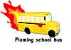 Flaming schoold bus